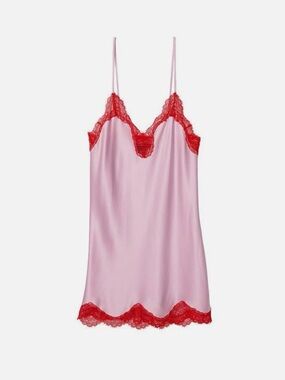 Victoria's Secret Pink Slip with Red Lace Trim
